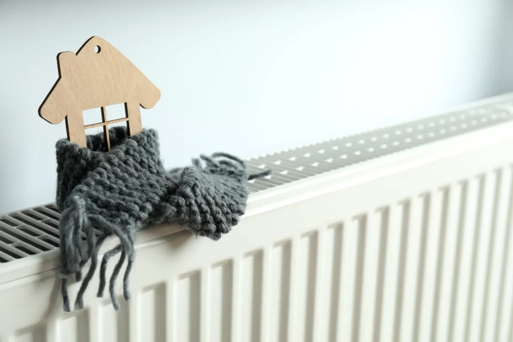wooden house on heater