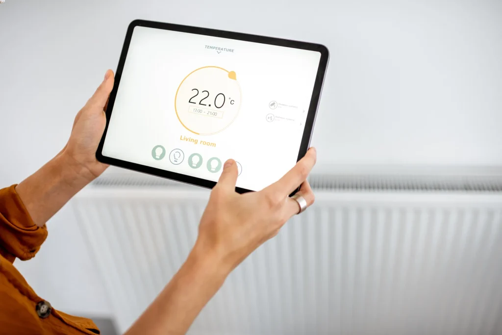 controlling heating with a tablet at home