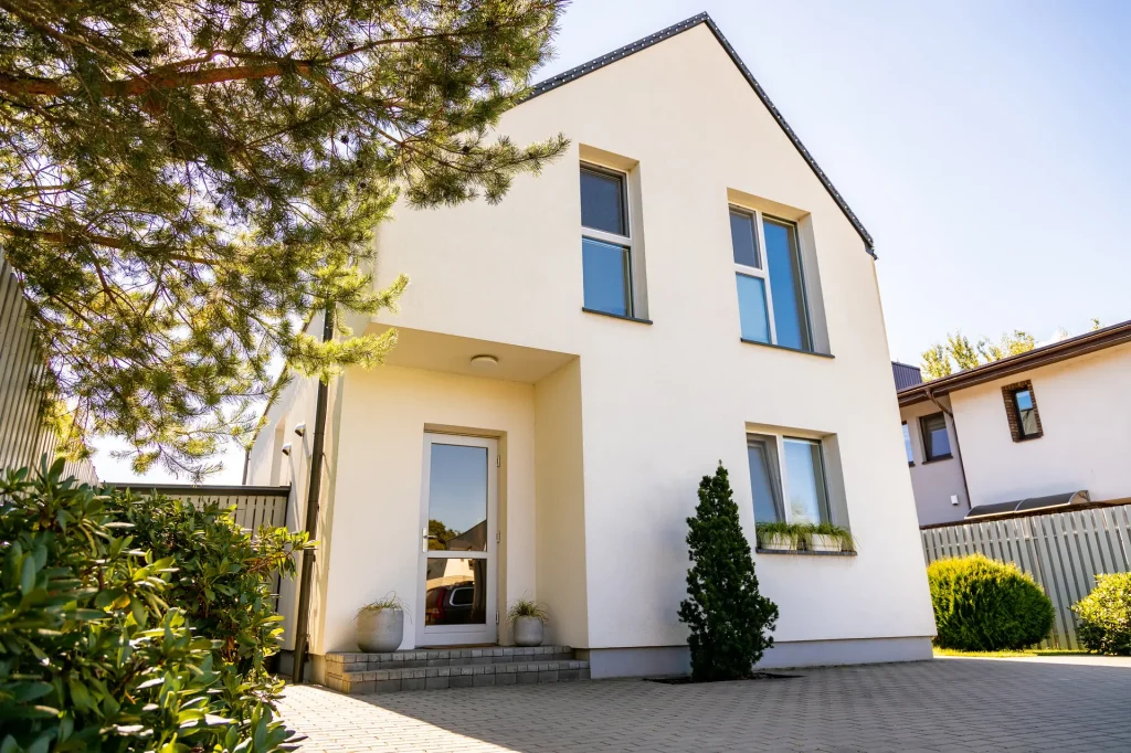outside view of a simple private contemporary house